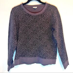 J Crew Factory Leopard Animal Print Crewneck Pullover Cotton Sweatshirt